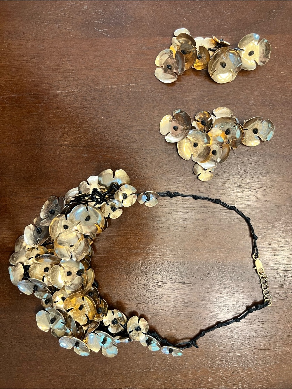 ZARA Gold Floral Necklace and Earring Set never worn